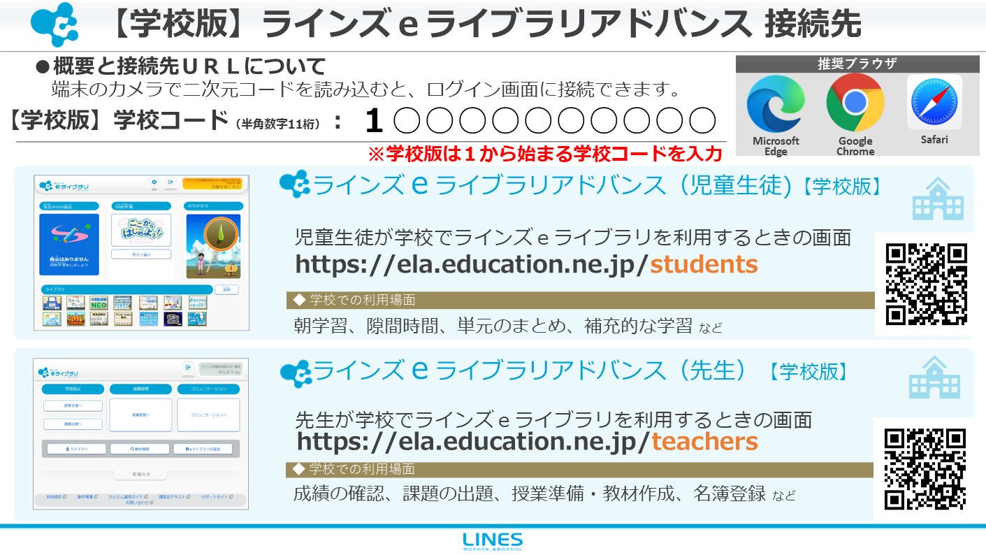 ラインズｅライブラリアドバンスの接続先
